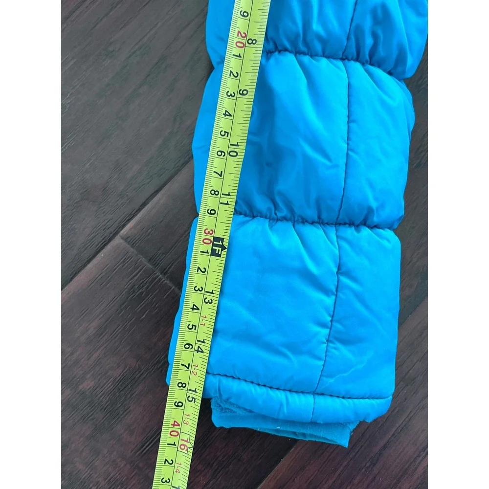 Lands End Kids Puffer Jacket Turquoise Blue Sherpa Lined Hooded Coat Size 4T‎
